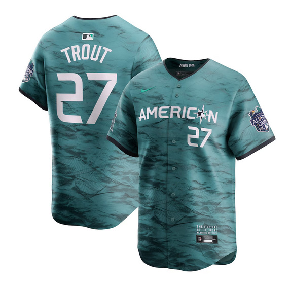 Mens American League Nike Teal 2023 MLB All-Star #27 Mike Trout Game Limited Jersey